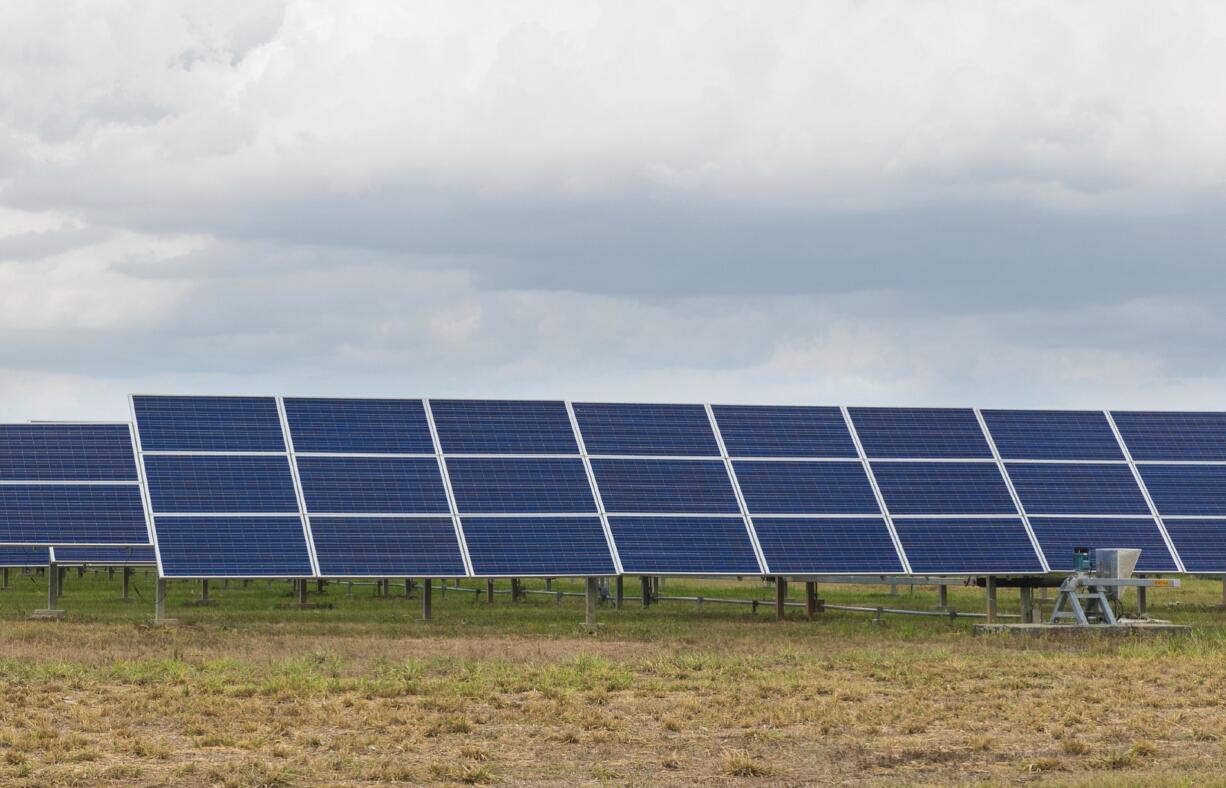 Clark Public Utilities is pursuing building four ground-mounted solar arrays, similar to those pictured above, as part of a new community solar program.