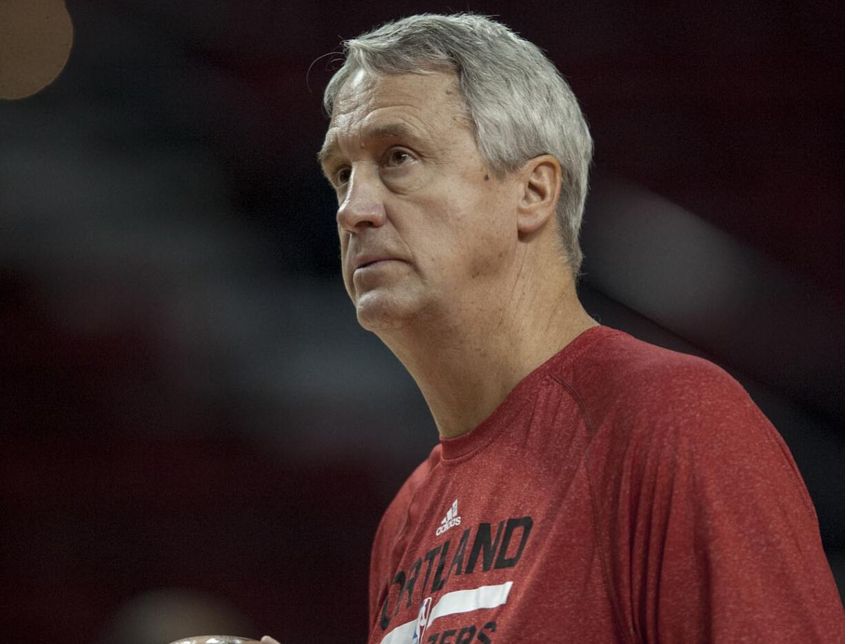 Portland Trail Blazers assistant coach Kim Hughes in action at the Moda Center in Portland Wednesday January 14, 2015.