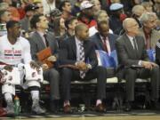 Portland Trail Blazers assistant coaches during a game at the Moda Center in Portland on Wednesday, January 14, 2015.