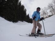 Pam LeBlanc makes her way down a slope at Aspen Highlands Ski Resort.