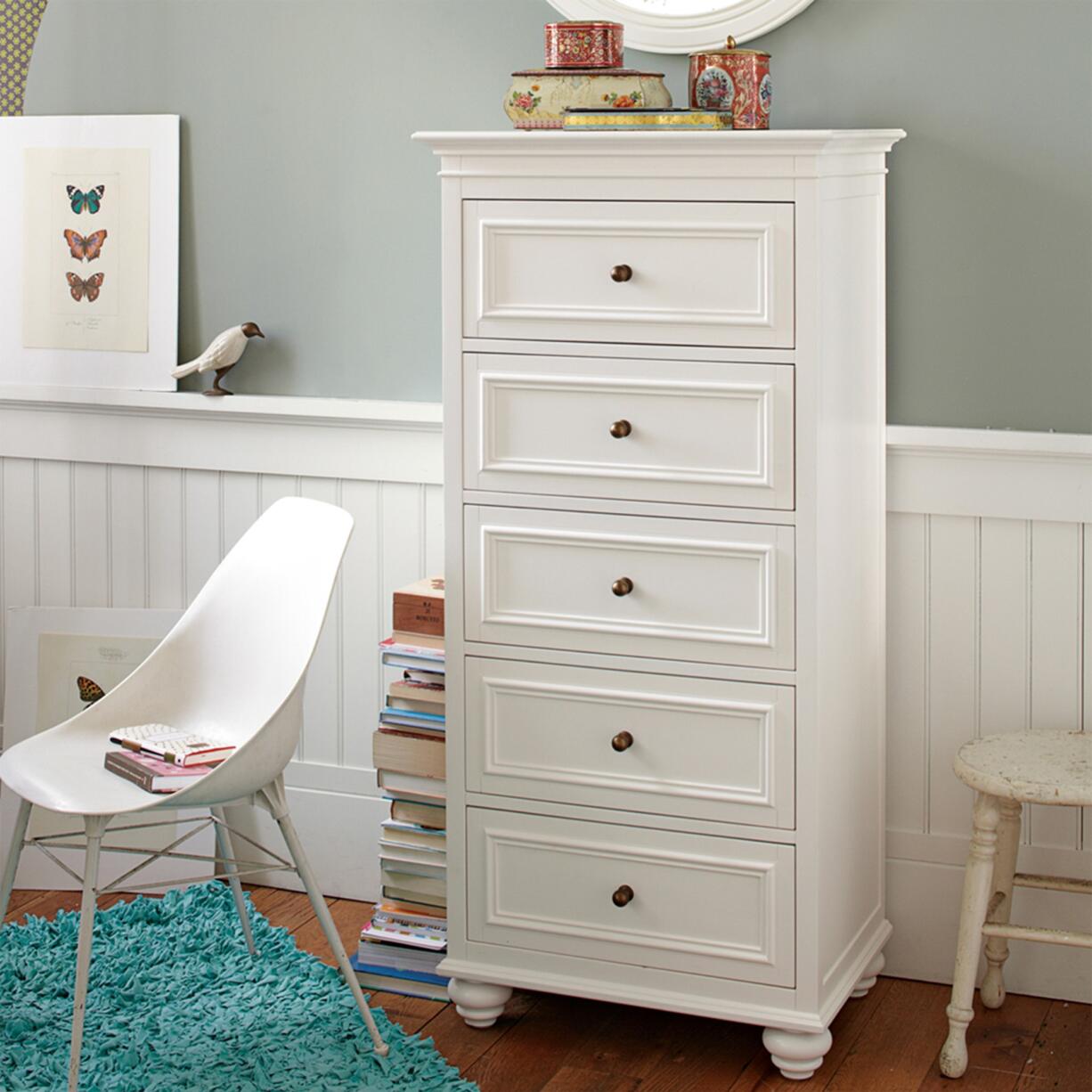 PB Teen
Stylish children's furniture such as PB Teen's Chelsea Tower dresser can save space in an apartment or condo.