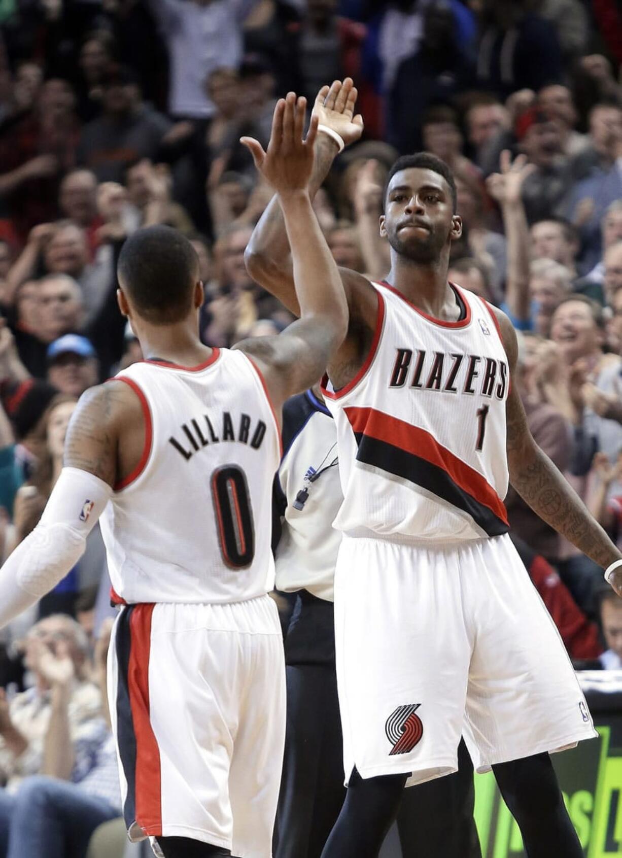 Portland Trail Blazers forward Dorell Wright, right, may be called on more with Wesley Matthews out for the season due to injury.