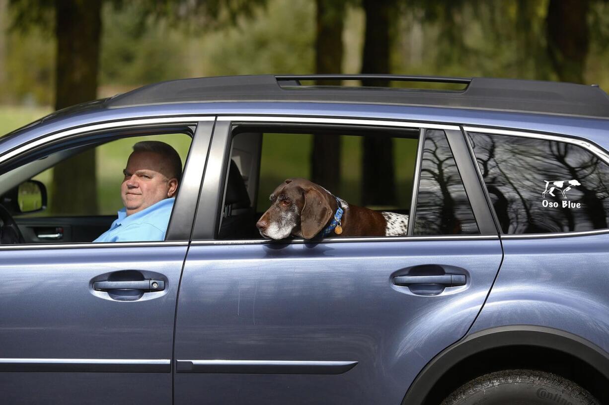 Tim Ward and his German shorthaired pointer, Blue, both survived the Oso mudslide. Tim was lifted from the site by helicopter after being found with a crushed pelvis on Day 1.