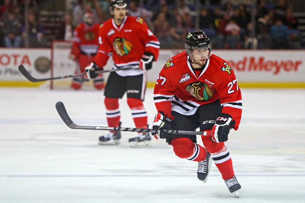 Portland Winterhawks right winger Oliver Bjorkstrand (27) was named as the WHL Western Conference Player of the Year on Thursday.