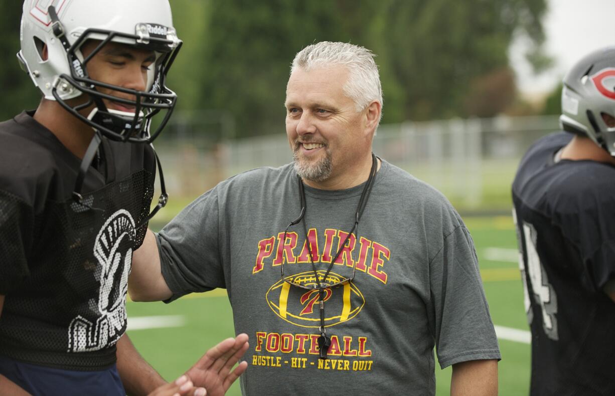 Prairie football coach Terry Hyde, shown, Tuesday, July 10, 2012, is coaching the all-stars in the Freedom Bowl Classic.