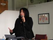 Jacqueline Keeler of Portland speaks Saturday at the Pearson Air Museum for the Clark County Historical Museum's annual program for Women's History Month.