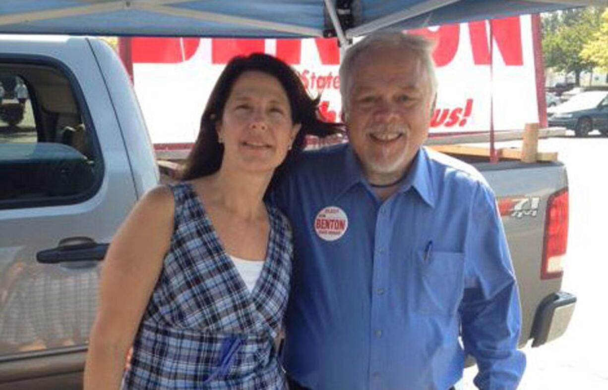 Mary Benton, who filed to run for county councilor, stands with her husband, Don Benton, who is both a state senator and the county's environmental services director.