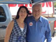 Mary Benton, who filed to run for county councilor, stands with her husband, Don Benton, who is both a state senator and the county's environmental services director.