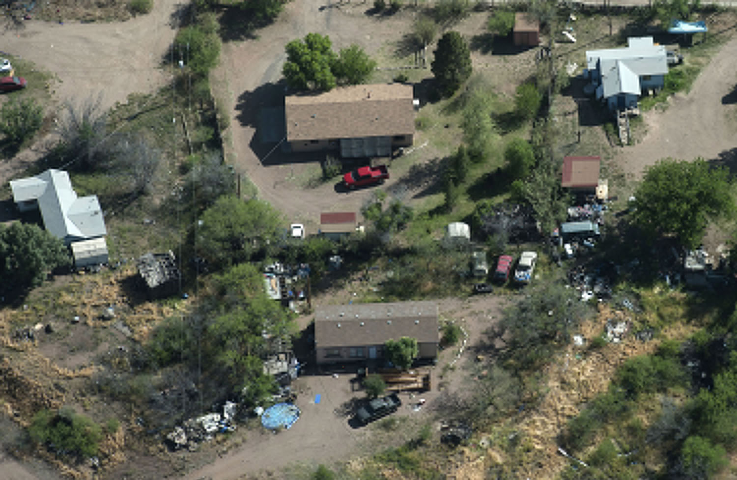 Dirt roads line a neighborhood in the San Carlos Apache Reservation in Arizona on April 9, 2015.