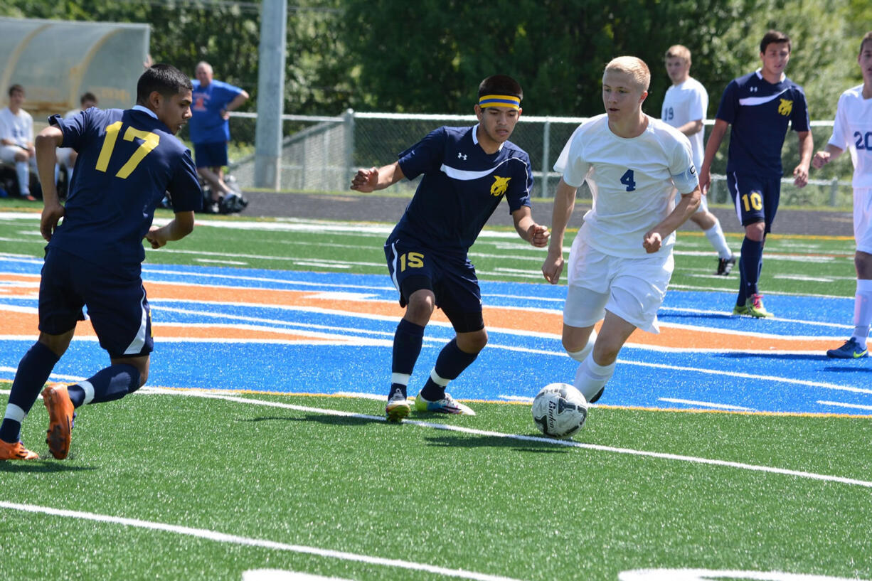 Max Hauser of Ridgefield soccer (Micah Rice/The Columbian)