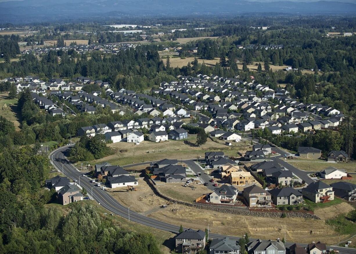 New construction in Ridgefield near Heron Drive from the air on Wednesday September 10, 2014.