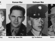 Looking ahead to Memorial Day, several local families shared their memories of four of those soldiers who died over the last 70 years or so: Pfc. Francis McCoy (World War II); Master Sgt. James Ellis (Korea); Cpl. Tim Mattson (Vietnam); and Master Sgt. Robb Needham (Iraq).