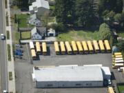 An aerial view of the Washougal School District's bus barn, one of the facilities to be replaced in the next two years in a $57.6 million facility upgrade project.