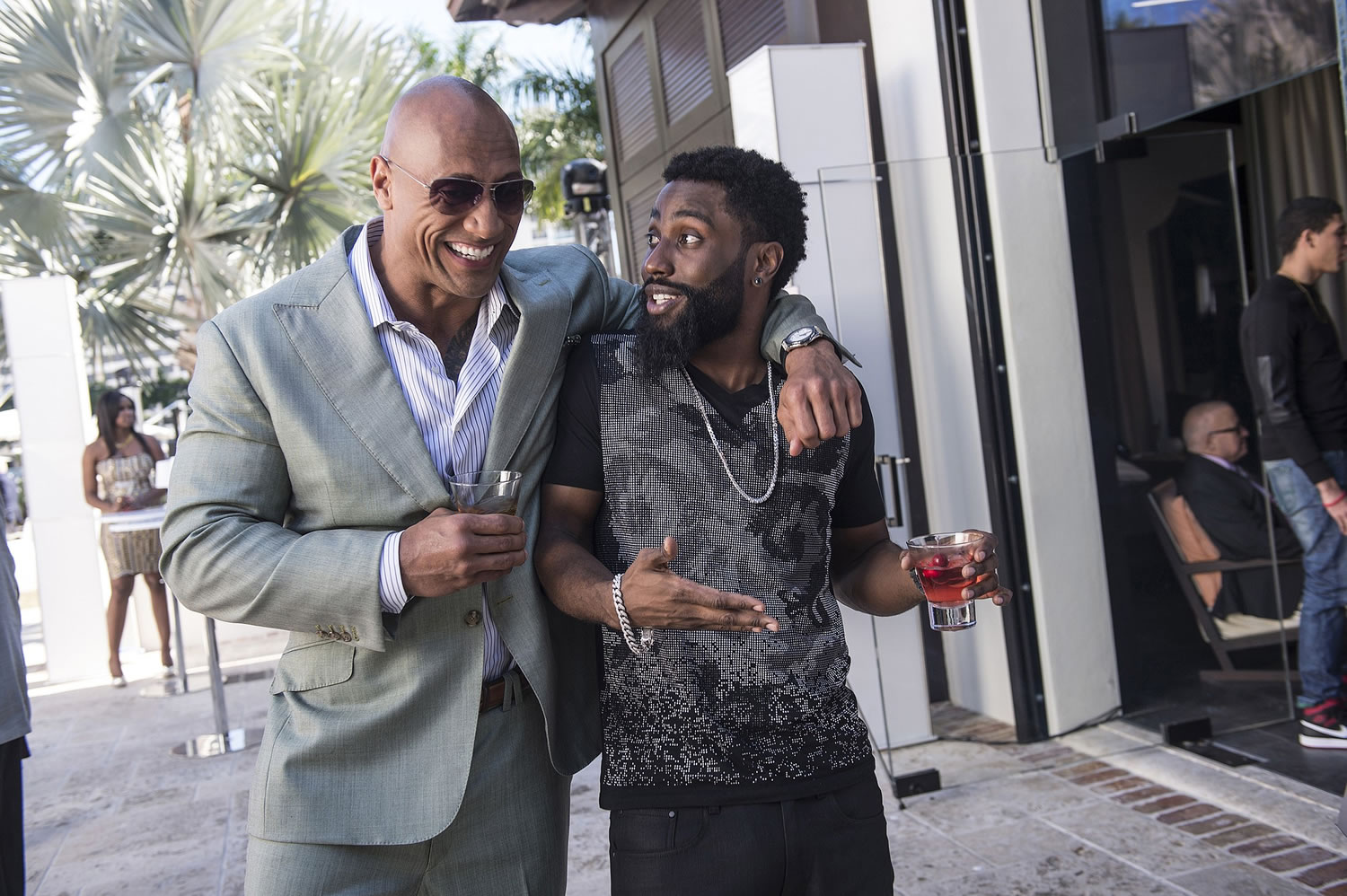 Dwayne Johnson, left, and John David Washington in Episode 3 of &quot;Ballers.&quot;