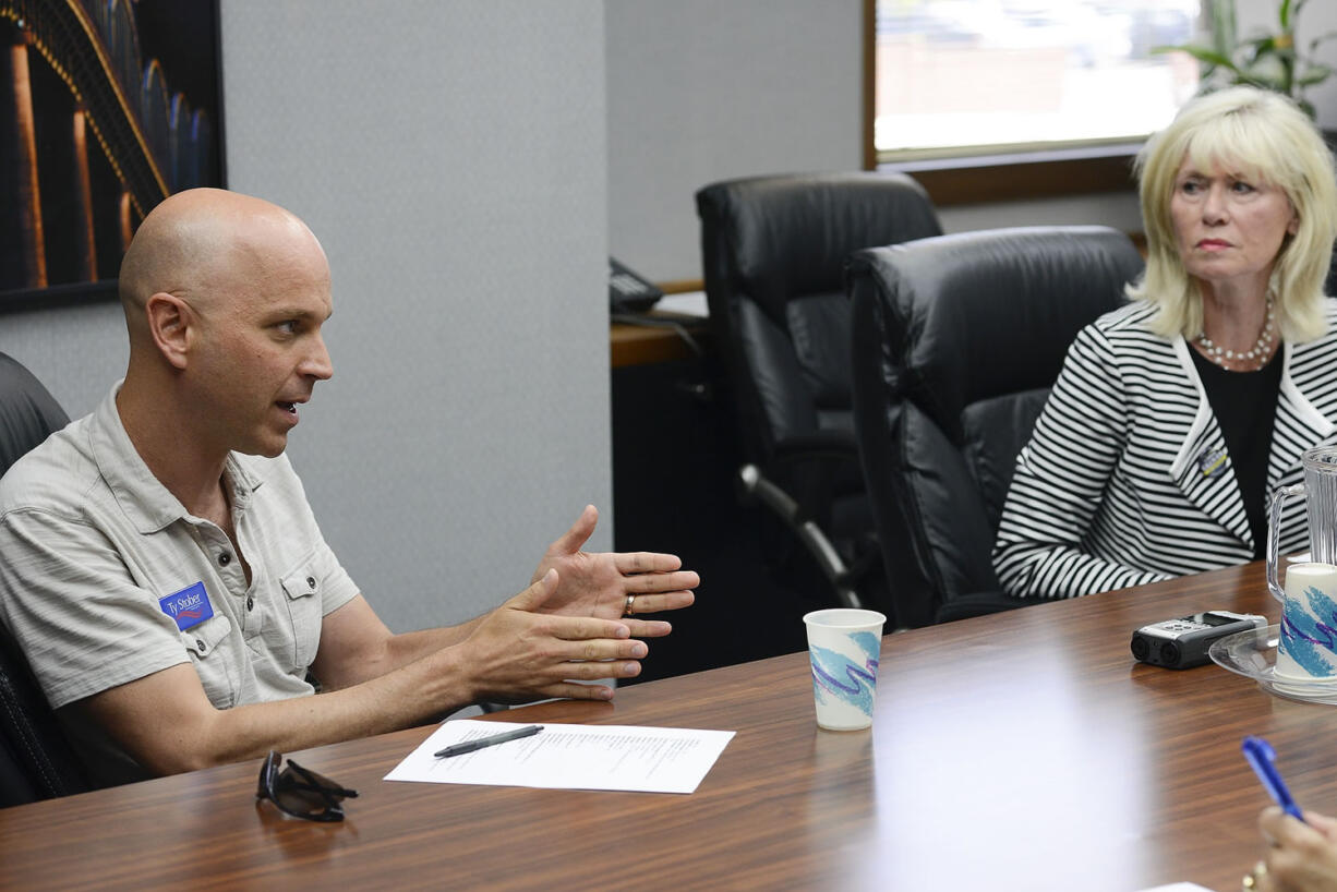 Vancouver City Council candidates Ty Stober and Linda Glover met with The Columbian's editorial board July 1.