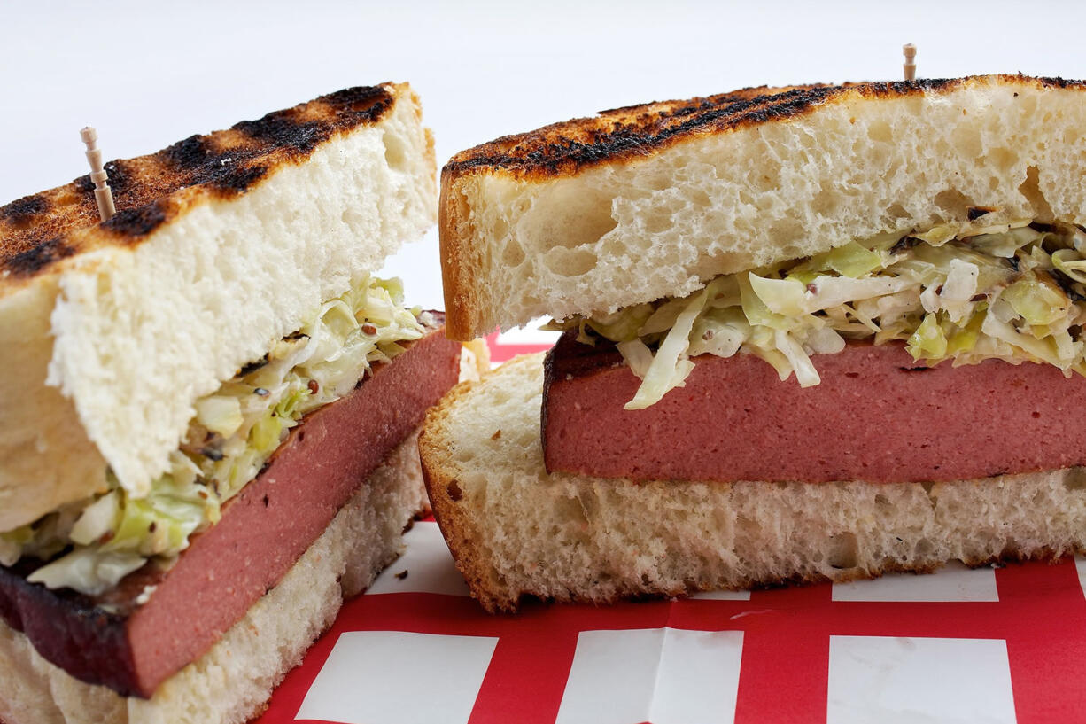 Grilled Smoked Bologna and Yellow Mustard Grilled Slaw Sammies.