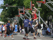 Hoops on the River basketball action from 2014 on downtown Vancouver streets.