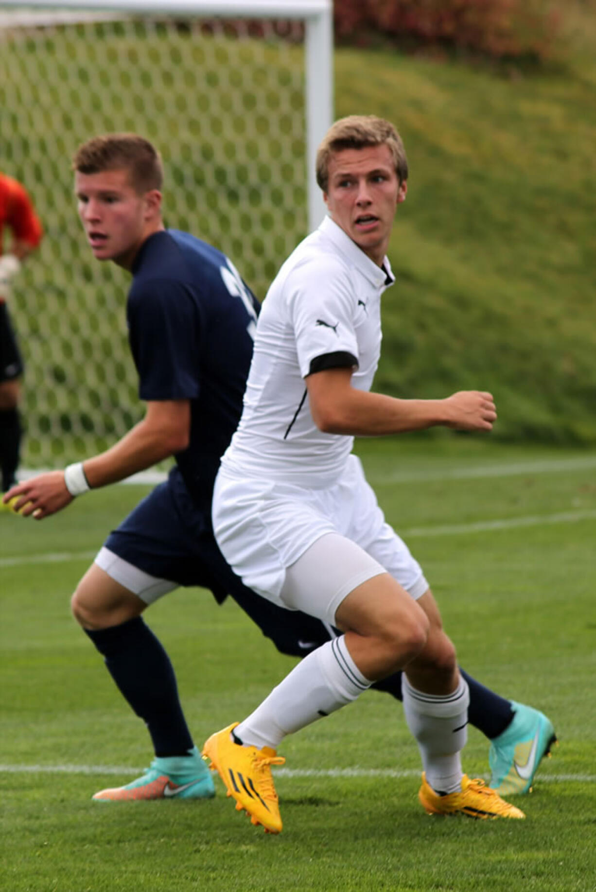 Whitworth University sophomore Rylan Berriman, right, was named Northwest Conference Men's Soccer Offensive Player of the Week for Oct.