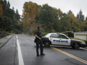 Police block off East Evergreen Boulevard near North Blandford Drive on Oct.