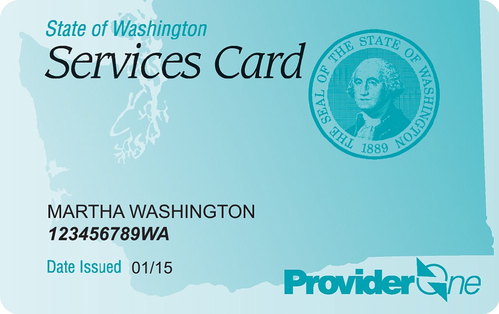 Sample Washington Medicaid (Apple Health) insurance card.