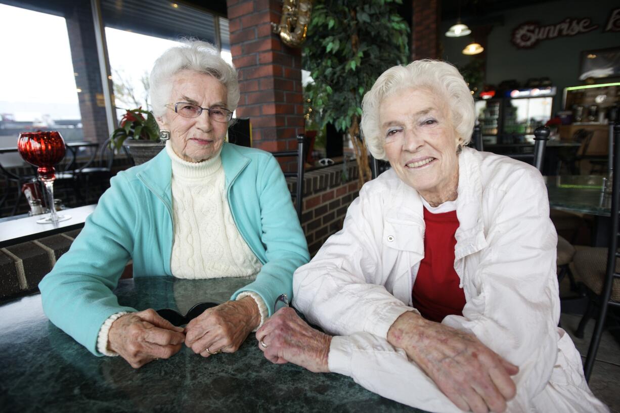 Christmas wasn't always about rampant consumerism, say Vancouver neighbors Rose Funk, 92, left, and Jean Matthews, 94.