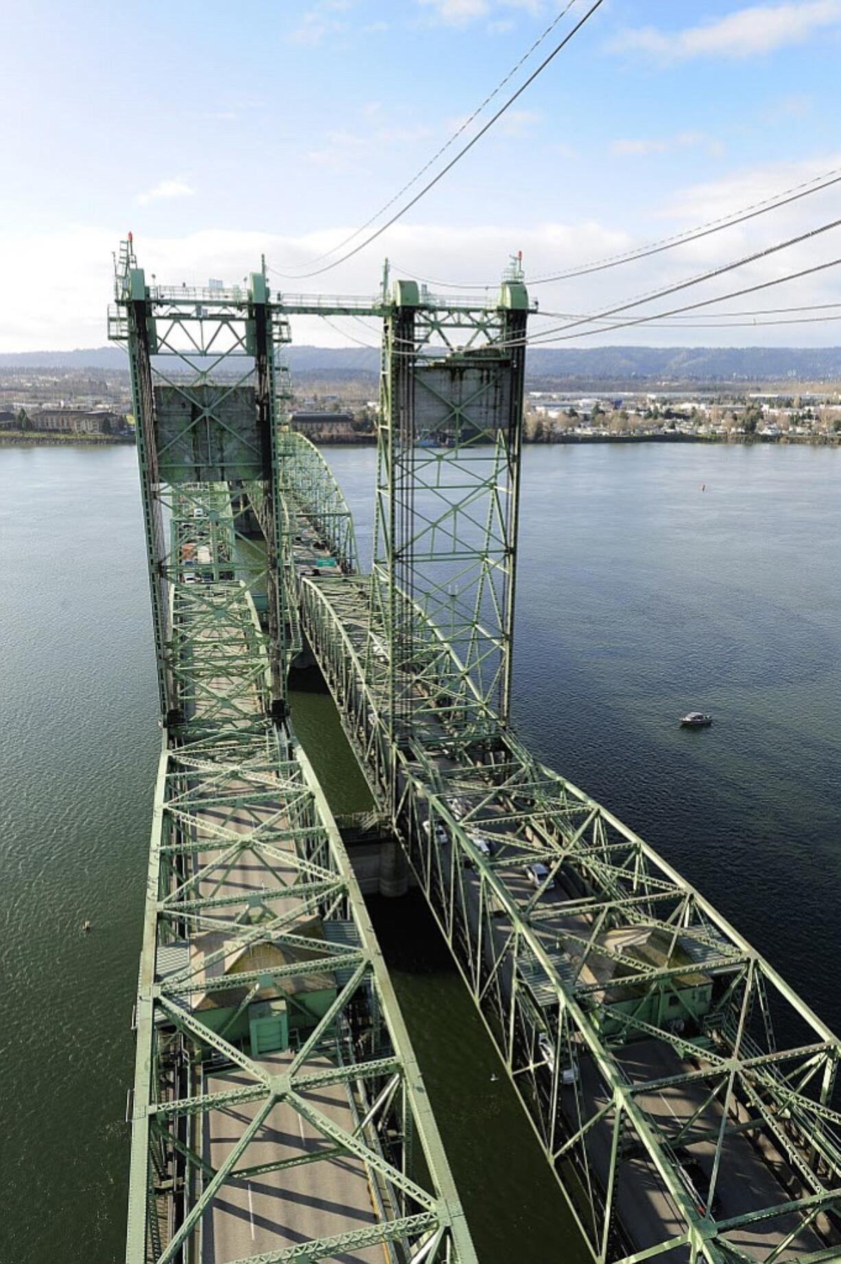 The Interstate Bridge looking south toward Portland from Vancouver.