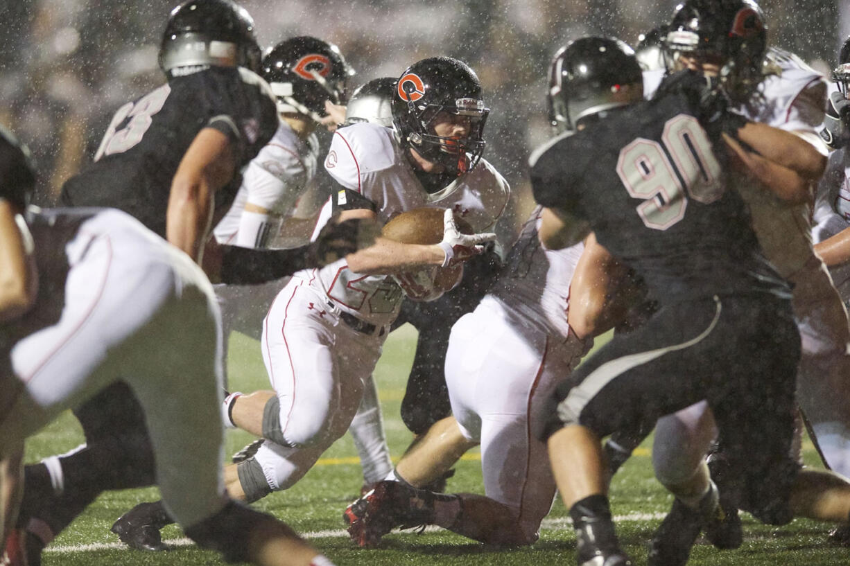 Camas running back Cole Zarcone scores one of his three rushing touchdowns against Union at McKenzie Stadium.