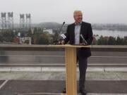 Barry Cain, who spoke to the press on the roof of city hall in Vancouver in October, announced Thursday that the waterfront development project has commitments from a 10-story hotel and three restaurants.