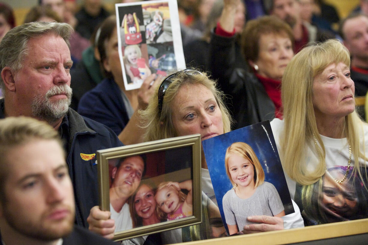 Cadence Boyer's grandparents attend the court appearance of Duane Abbott at Clark County Superior Court.