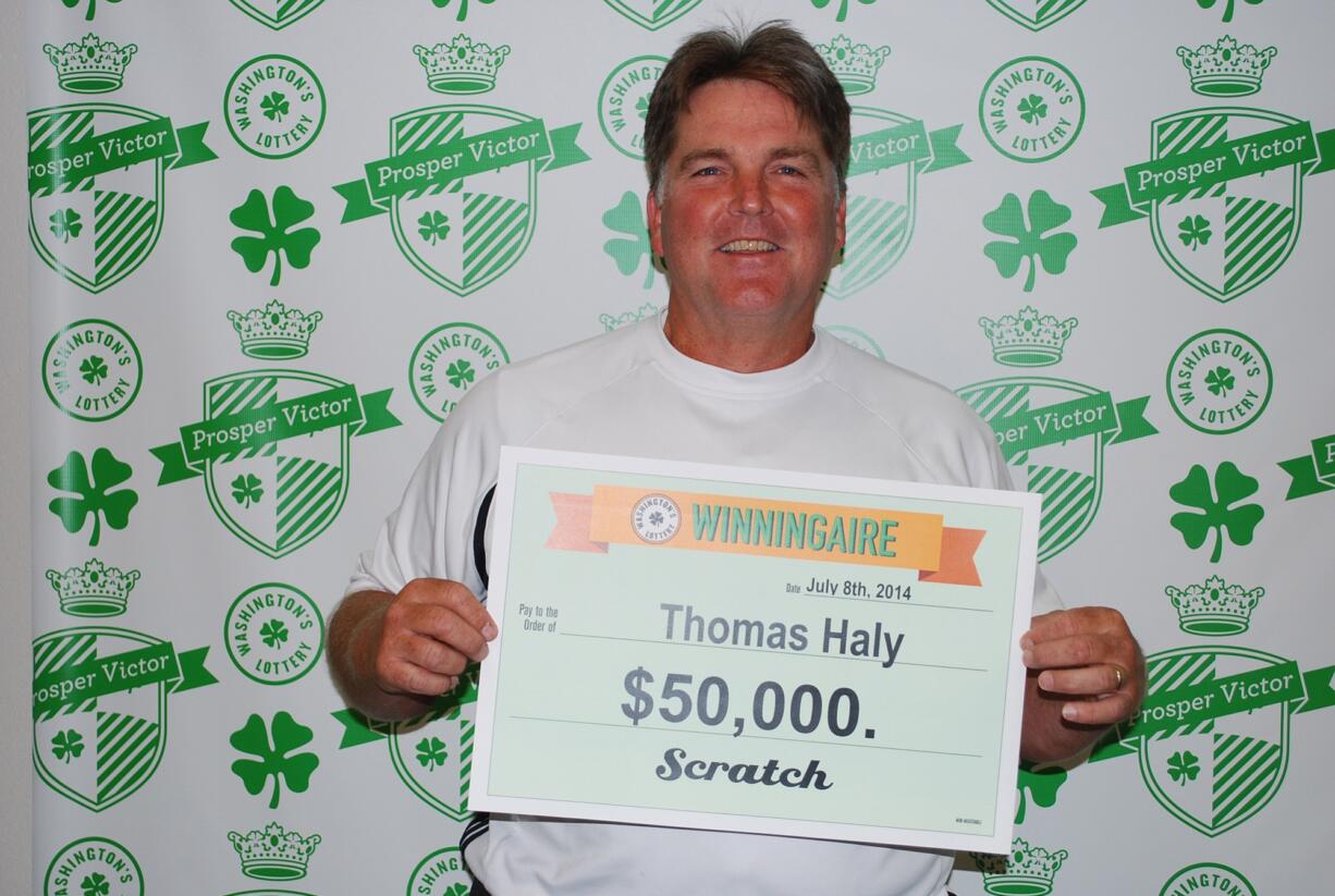 Hazel Dell: Thomas Haly, who has won little amounts before from Washington's Lottery, finally hit it big.