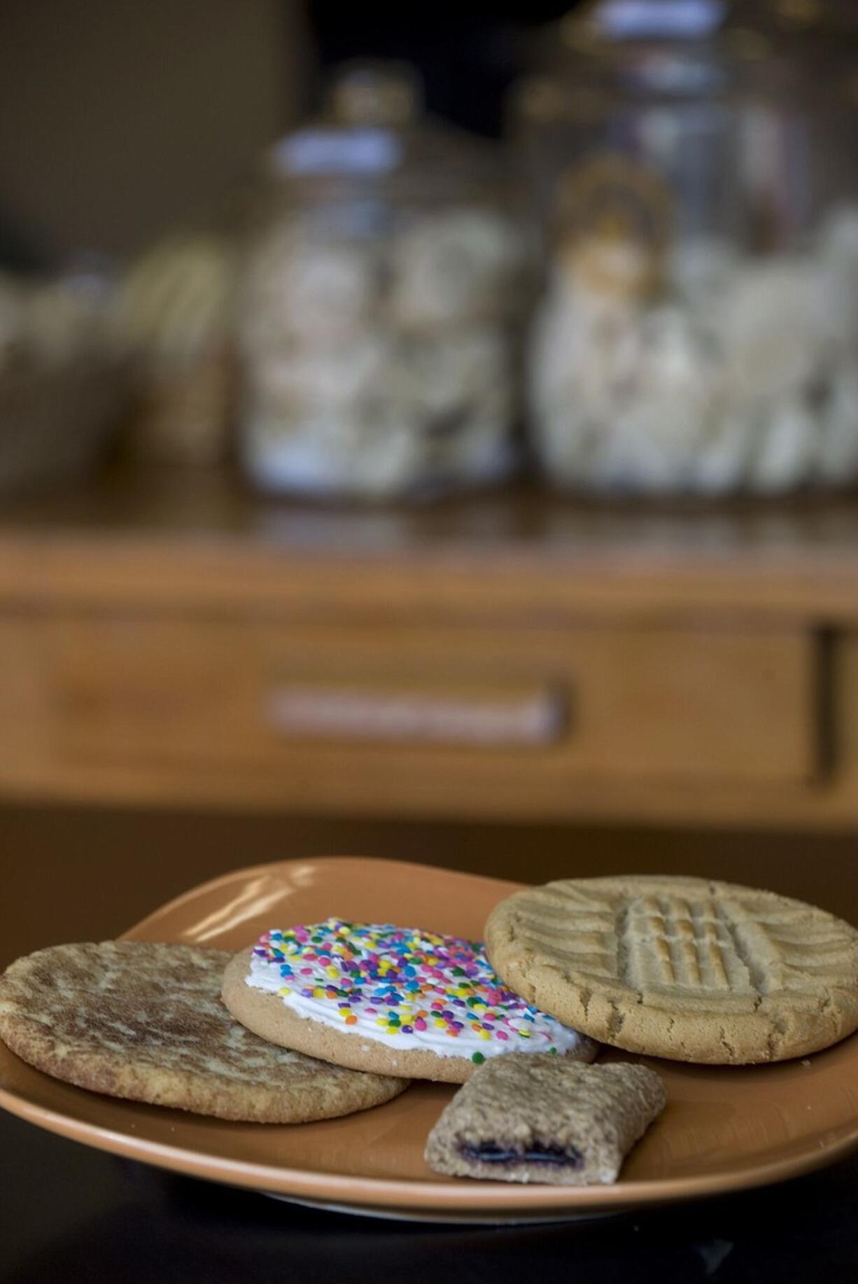 Snickerdoodle, back row from left, vanilla roasted and peanut butter cookies are among Fairlight Bakery's specialties.