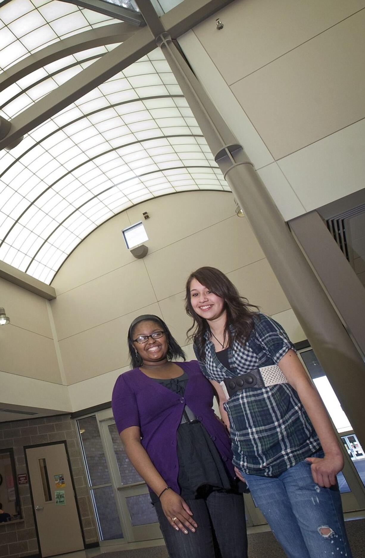 Daysha Baker, left, and Ibette Valle were among four Fort Vancouver High School students invited to a recent SEMI High Tech University outside Portland.