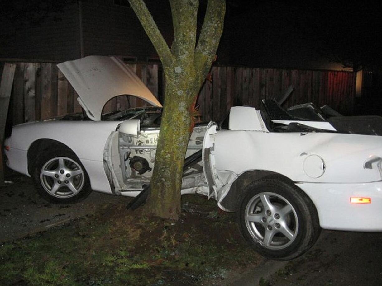 A car crashed into a tree in the Bagley Downs neighborhood.