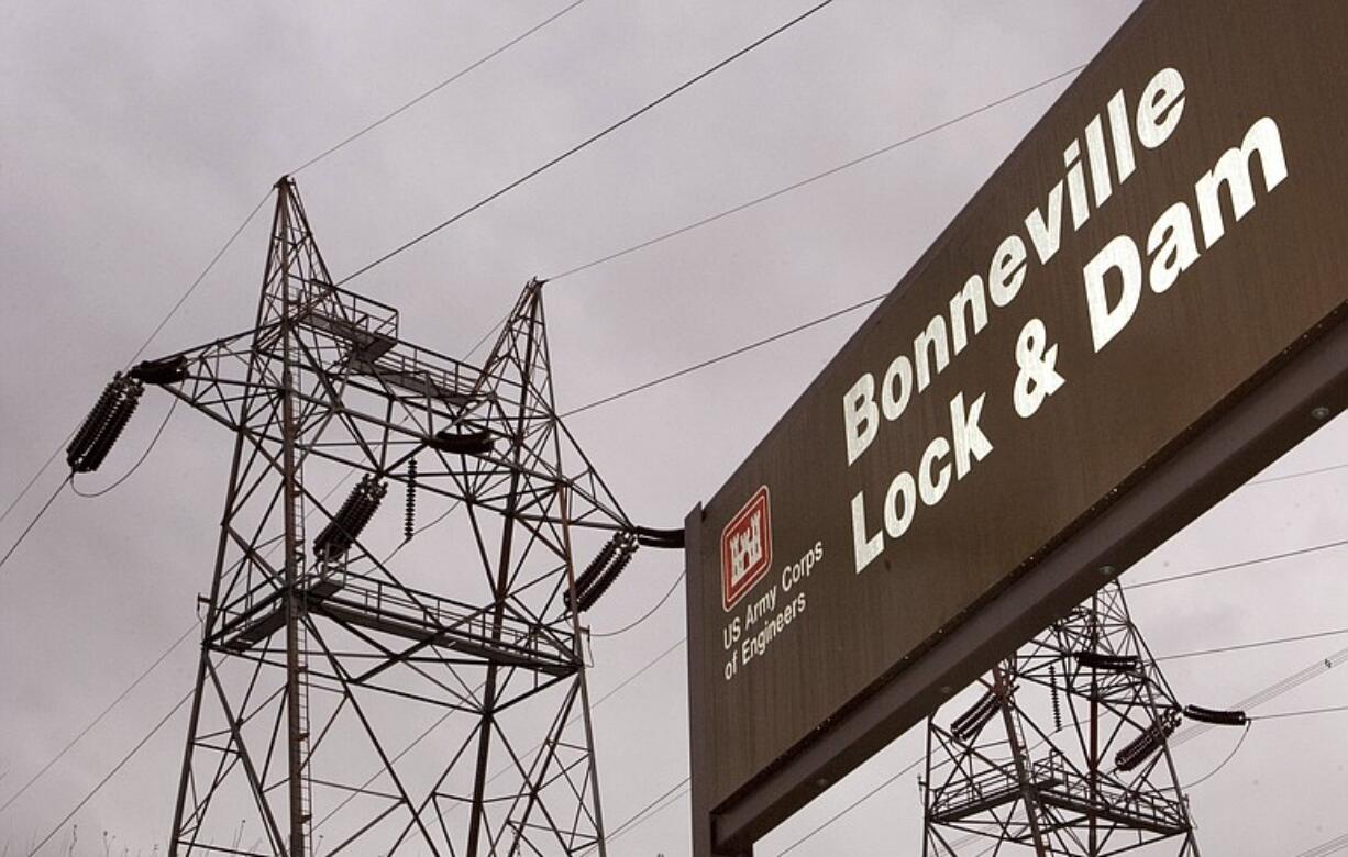 Power lines loom near Bonneville Dam on the Oregon side of the Columbia River. The Bonneville Power Administration is trying to determine a route for a 500-kilovolt transmission line between new substations in Castle Rock and Troutdale, Ore.