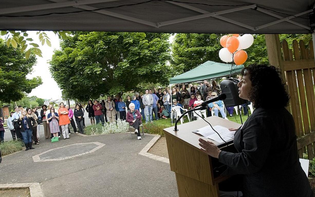 Rabbi Elizabeth Dunsker of Congregation Kol Ami speaks Tuesday during an interfaith response to a anti-gay rally planned by the Westboro Baptist Church.