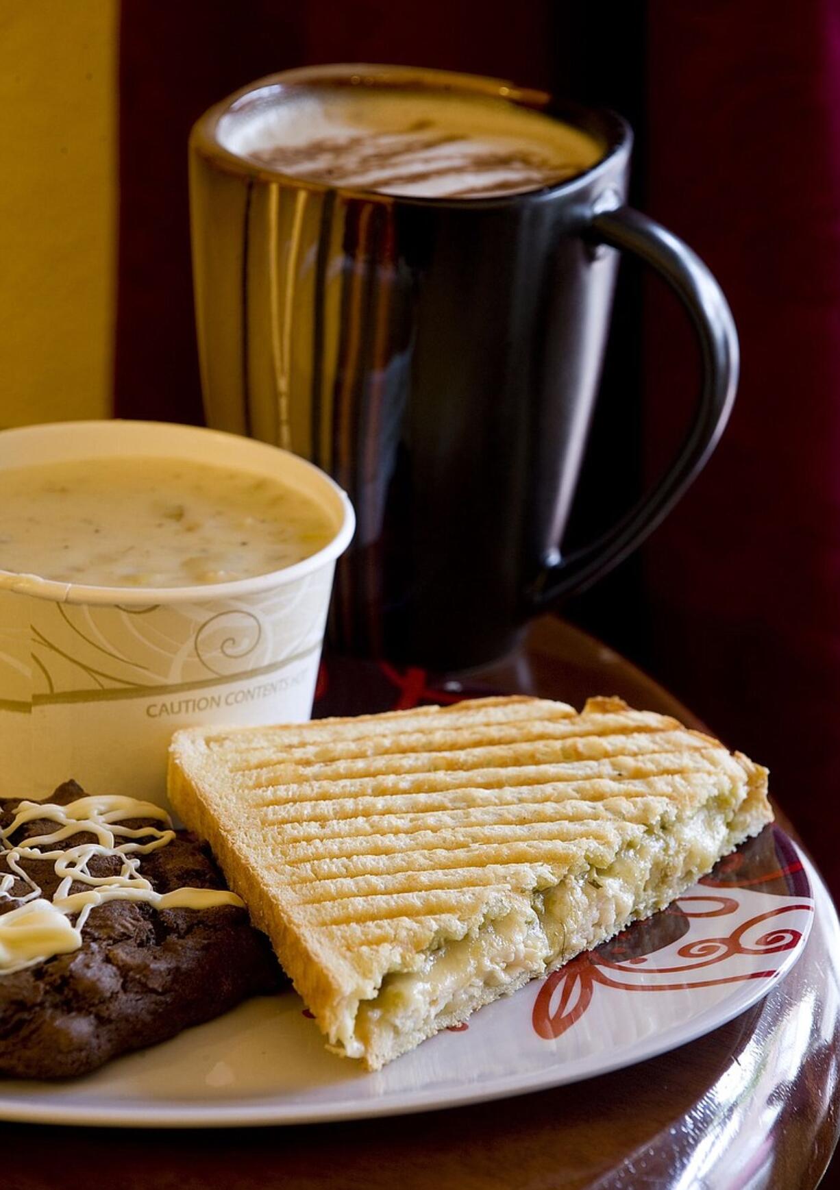 Main St. Coffee House offers sandwich, soup and salad combinations.