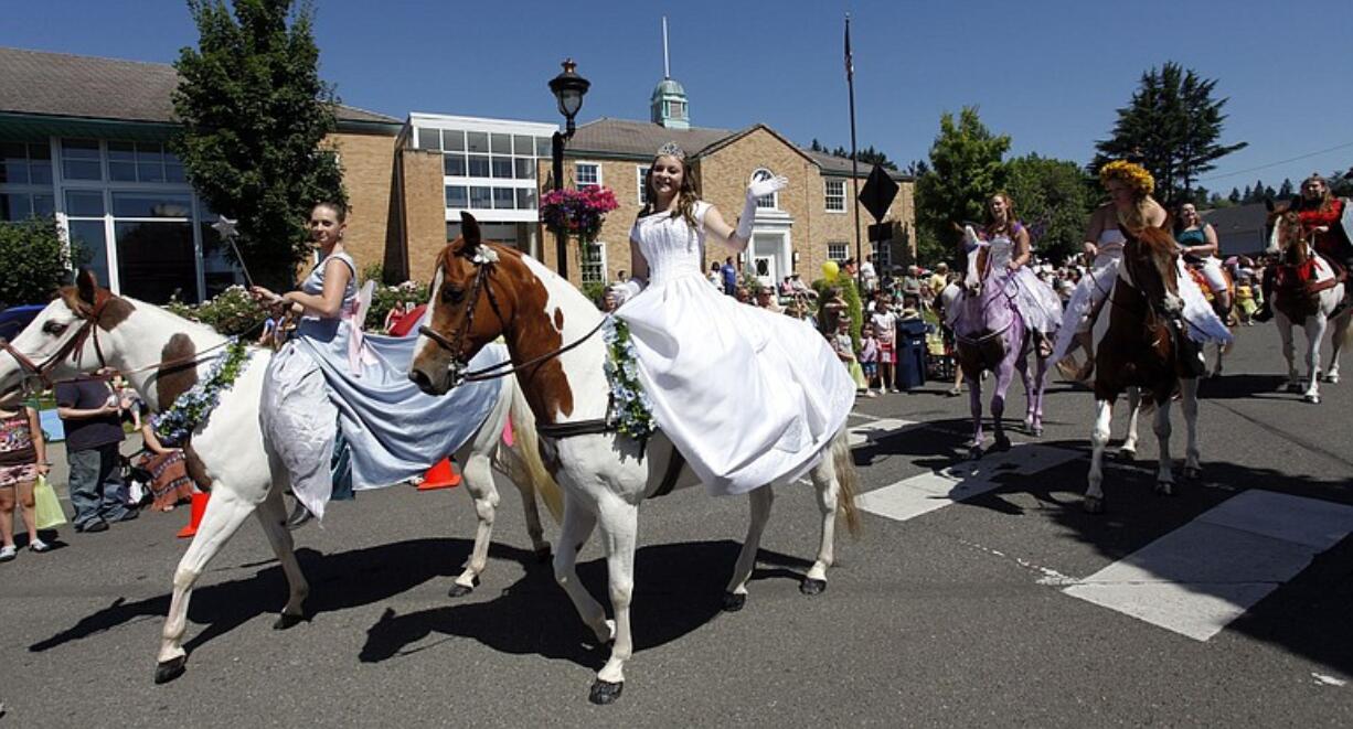 A procession of horses -- including one of a different color, tinted lavender, with a horn -- was a hit with the crowd Saturday during the annual Camas Days Parade.