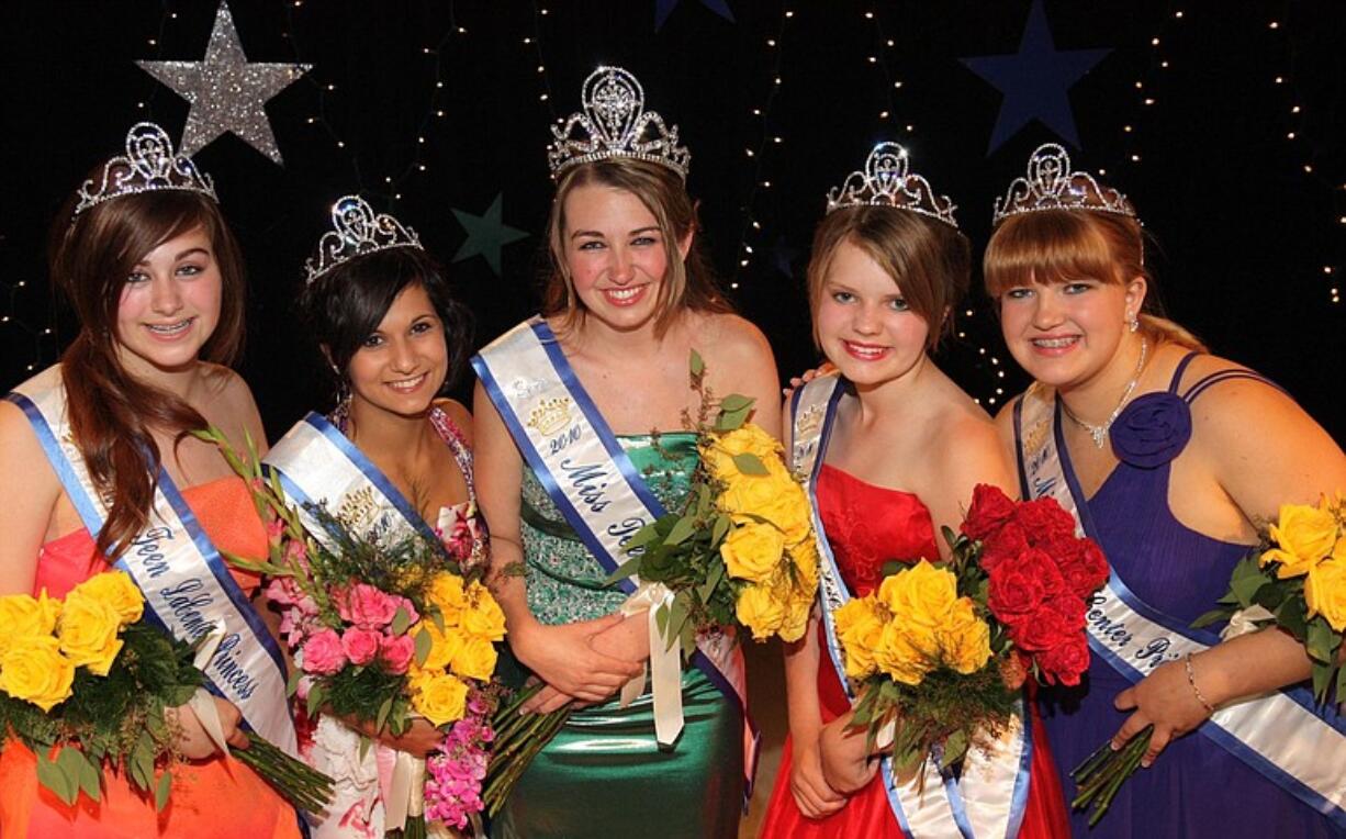 La Center: Kelsey Morrison, Miss Teen La Center, center, stands with her court: from left, Hanna Golliher, Makayla Chord, Jessica Carder and Ashley Fleck.