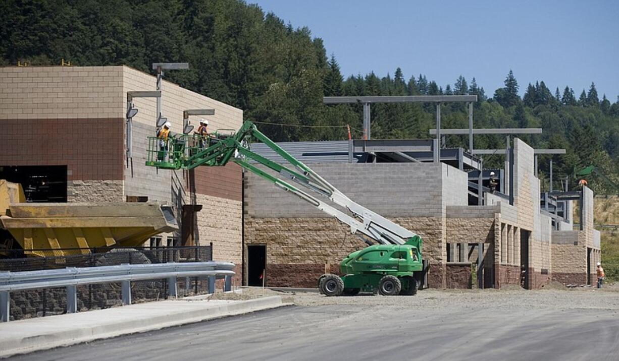 Work continues on the new Walmart in Woodland, which is scheduled to be finished in October.