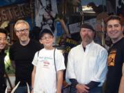 Matthew Bacon, center, and his family, not pictured, visited the stars of the Discovery Channel show MythBusters on a Make-A-Wish trip in August.