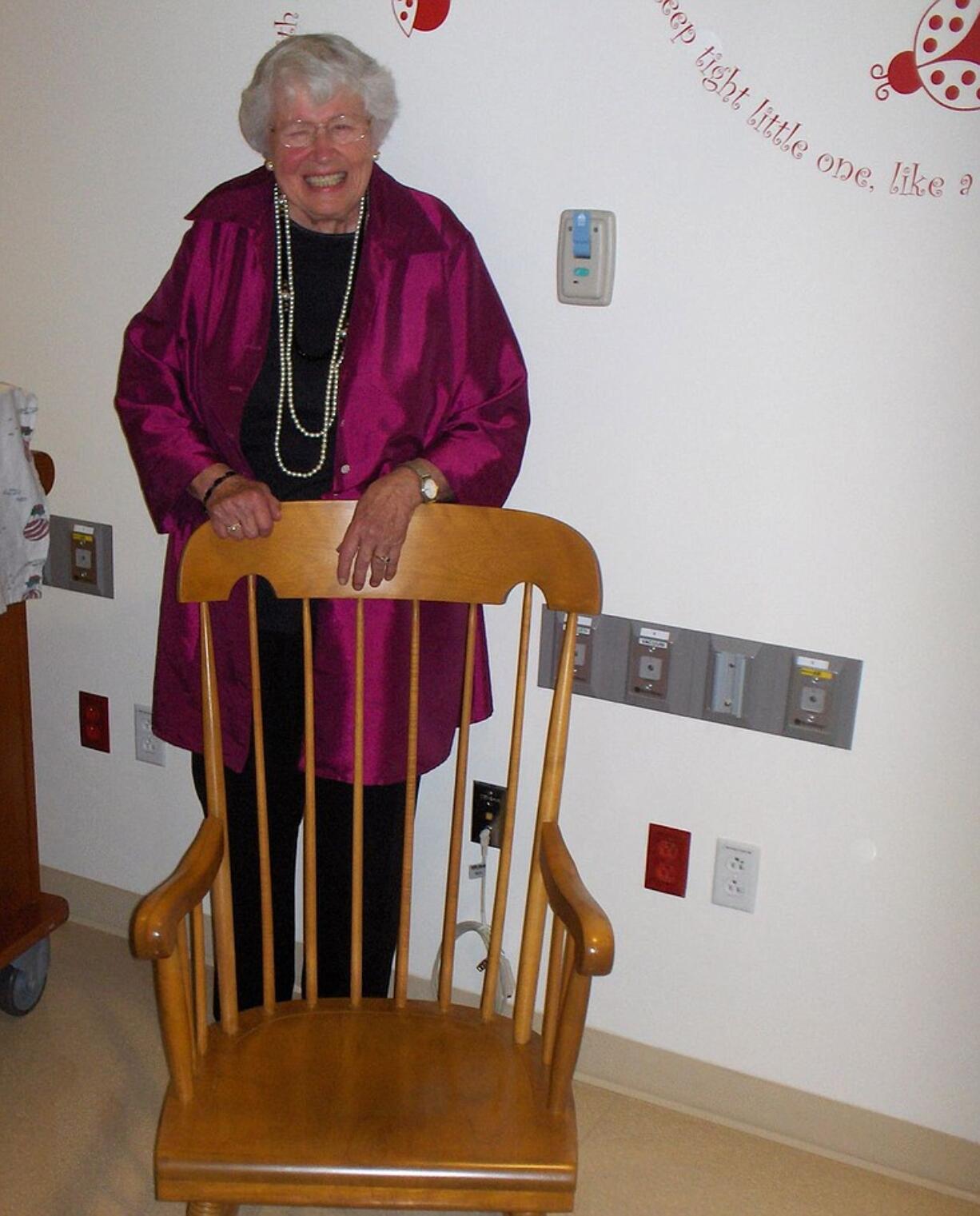 Joyce Kidder's beloved rocker has taken up permanent residence at Legacy Salmon Creek hospital.