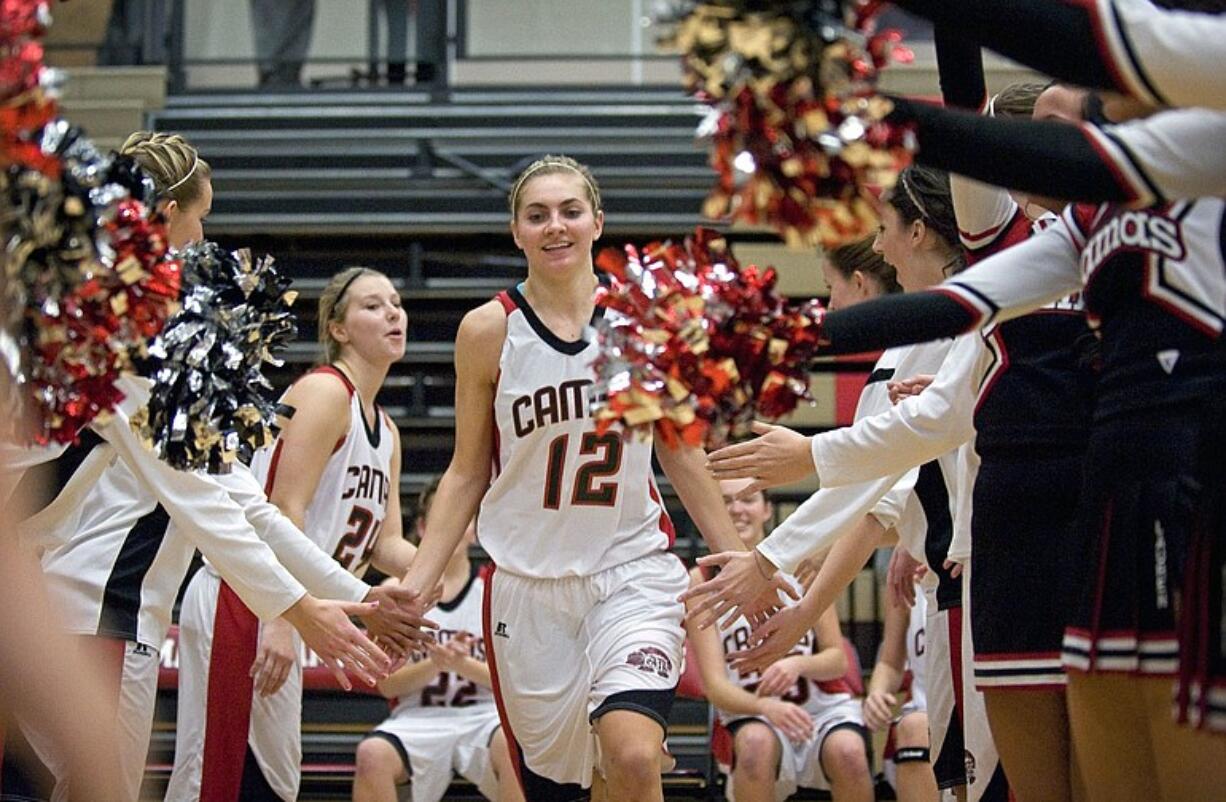 Camas High School forward Melissa Williams (12) stands a shade under 6 feet, but plays taller with a long wingspan.