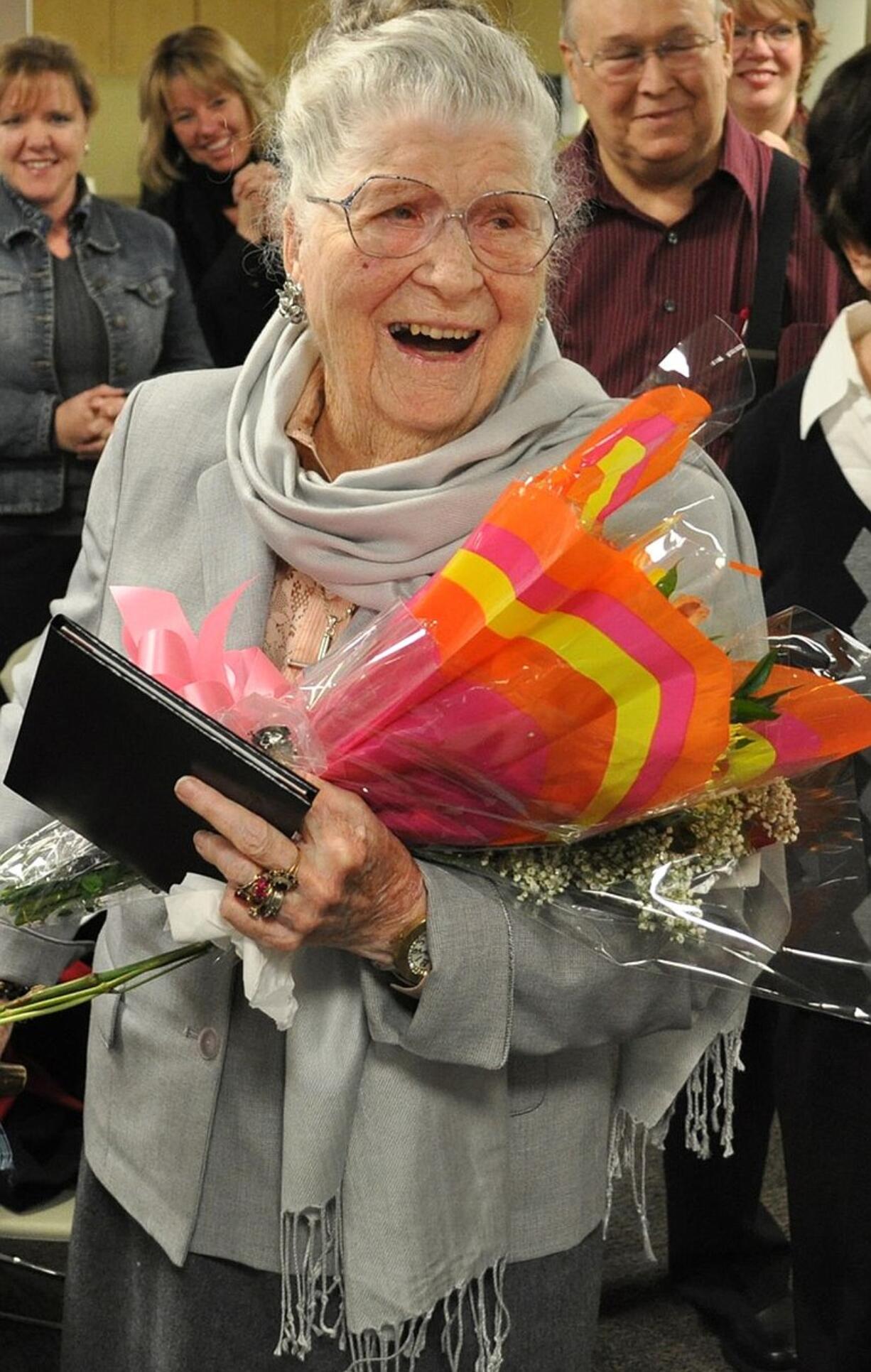 Lila Robertson Trammell, now 94, received an honorary diploma from Camas High School.