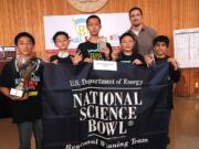 A team of Shahala Middle School students took first place in Bonneville Power Administration's 20th annual Science Bowl. Students are Peter Lu, from left, Ming Liu, Victor Chang, Eric Hou and Daniel Rodricks.