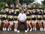 Hudson's Bay High School Cempetition Cheer team, from top: Rebekah Harper, Brooke Goodwin, Mary Ripplinger, Adrianna Bissonette, Taylor Trant, Trisha Horenstein, Holly Kesler.