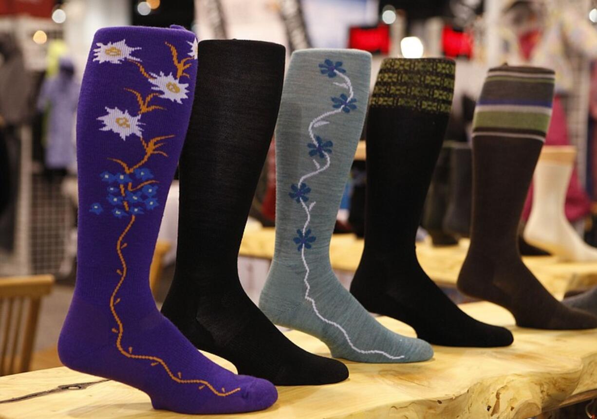 A variety of socks were on display at the Point 6 booth at the show in Denver.