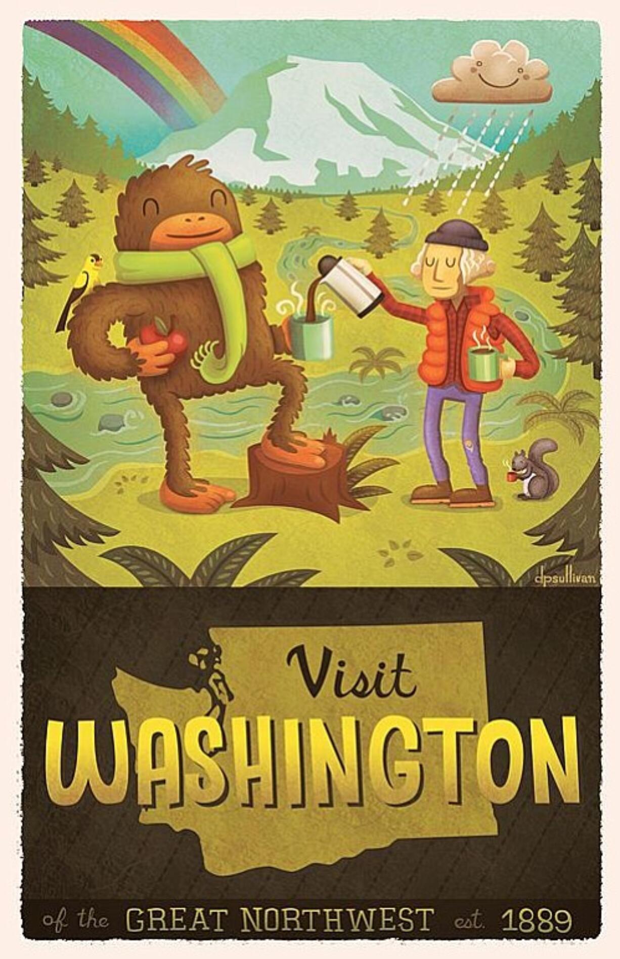 Derek Sullivan, Columbia River High School alumnus, designed this Washington State travel poster.