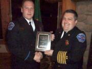 Firefighter Nick Maunu was given the Firefighter of the Year award at the Woodland Fire Department Banquet 2011.