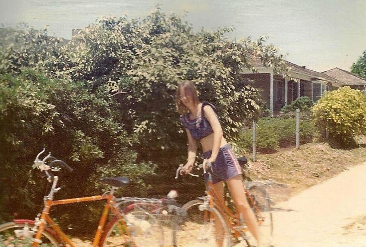 Van never knew what hit her during this bike trip.