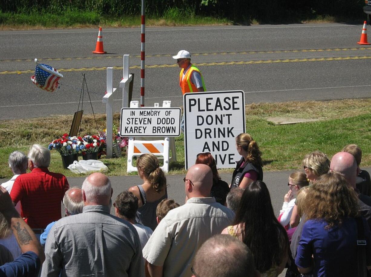 Memorial signs in honor of Karey Brown and Steven Dodd were dedicated July 1 and placed on Northwest La Center Road near Northwest Eagle Crest Drive.